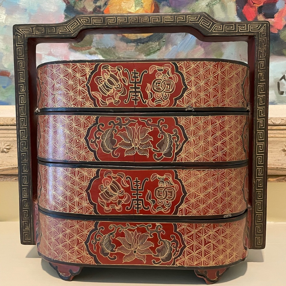 Vintage Lacquer Chinese Stacking Box